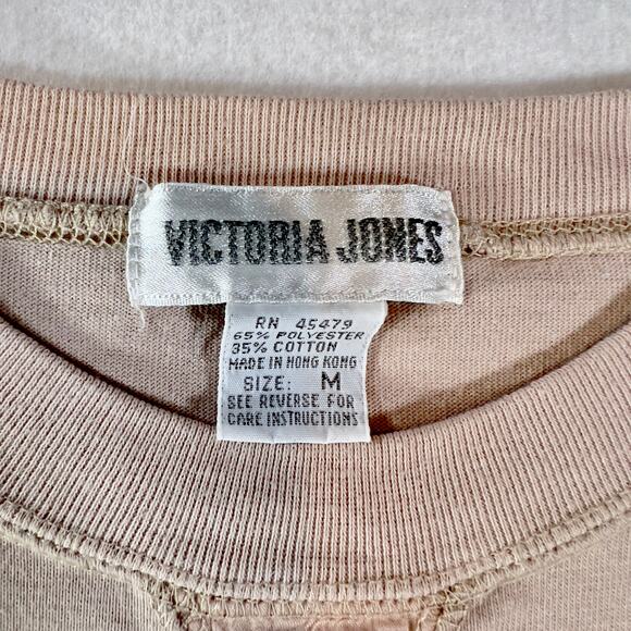 Victoria Jones Cotton Poly Blend Woman's Top Size M Made in Hong Kong Vintage - Picture 2 of 10